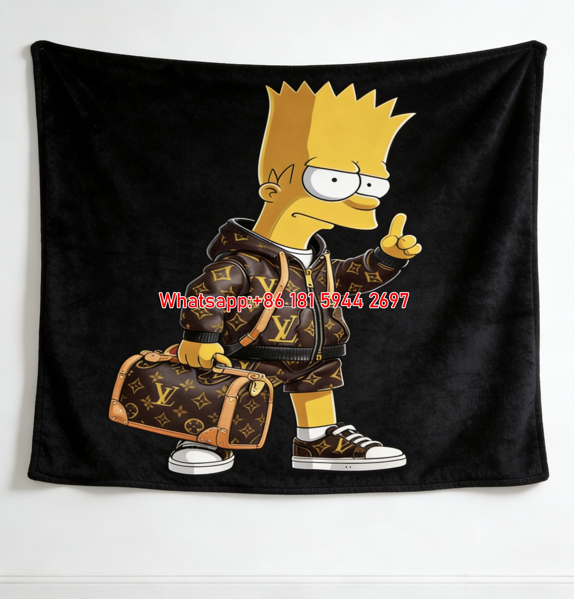 Bart Simpson LV Monogram Flannel Throw 354